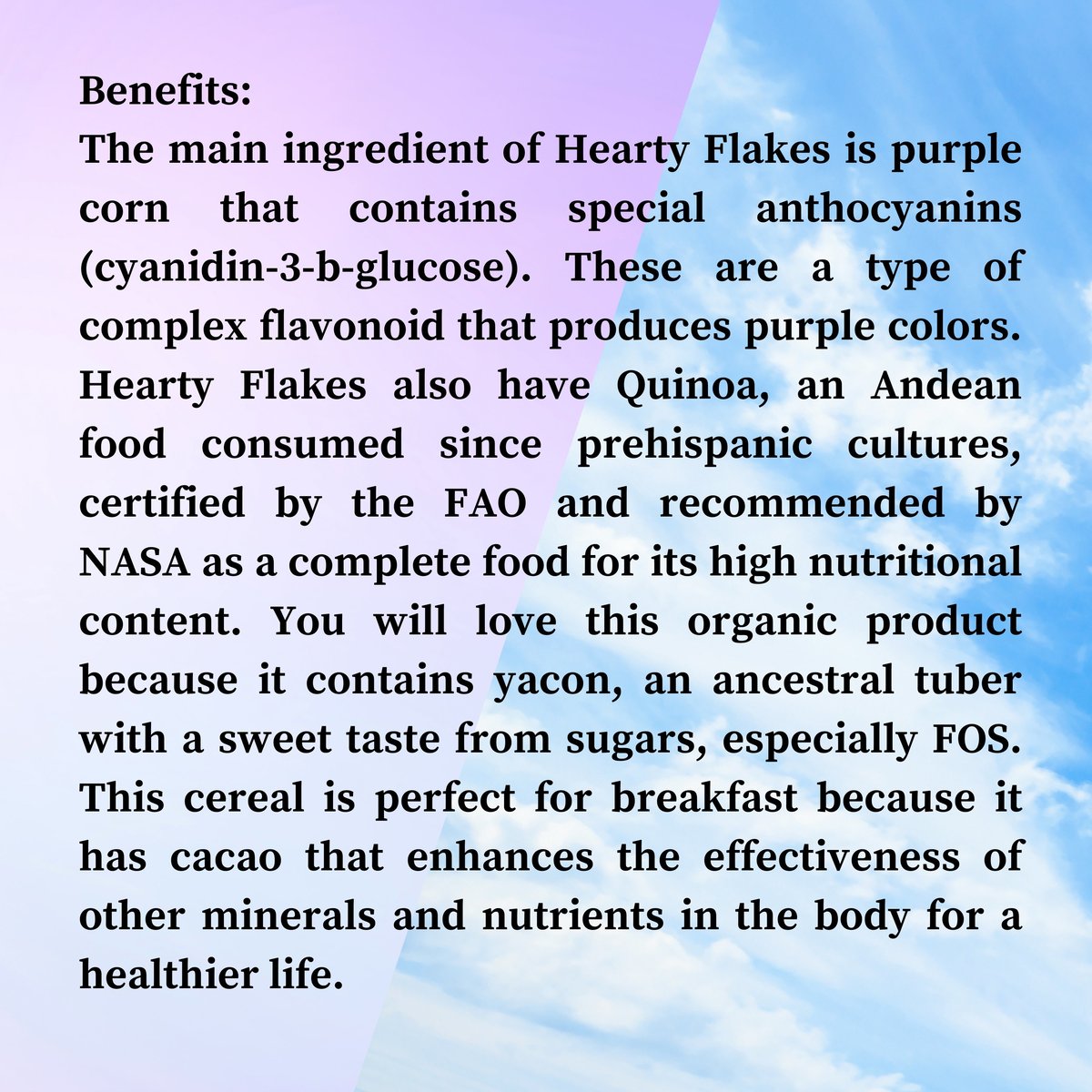 有機藜麥可可紫粟米脆片 Hearty Flakes® Organic Purple Corn, Quinoa, Yacon and Cacao Flakes