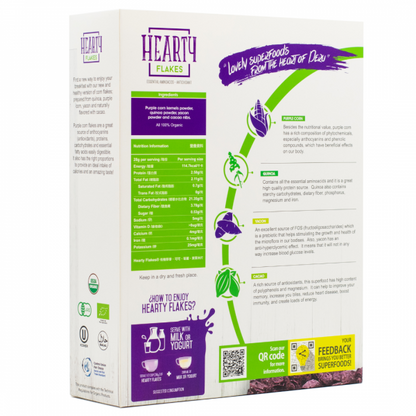 有機藜麥可可紫粟米脆片 Hearty Flakes® Organic Purple Corn, Quinoa, Yacon and Cacao Flakes